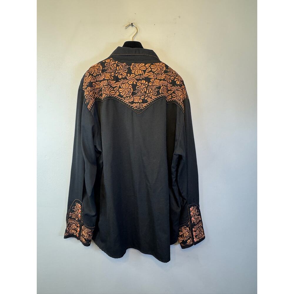 Scully Men's Black Western Snap Shirt with Embroidered Floral Yoke Size 3XL - Picture 6 of 9
